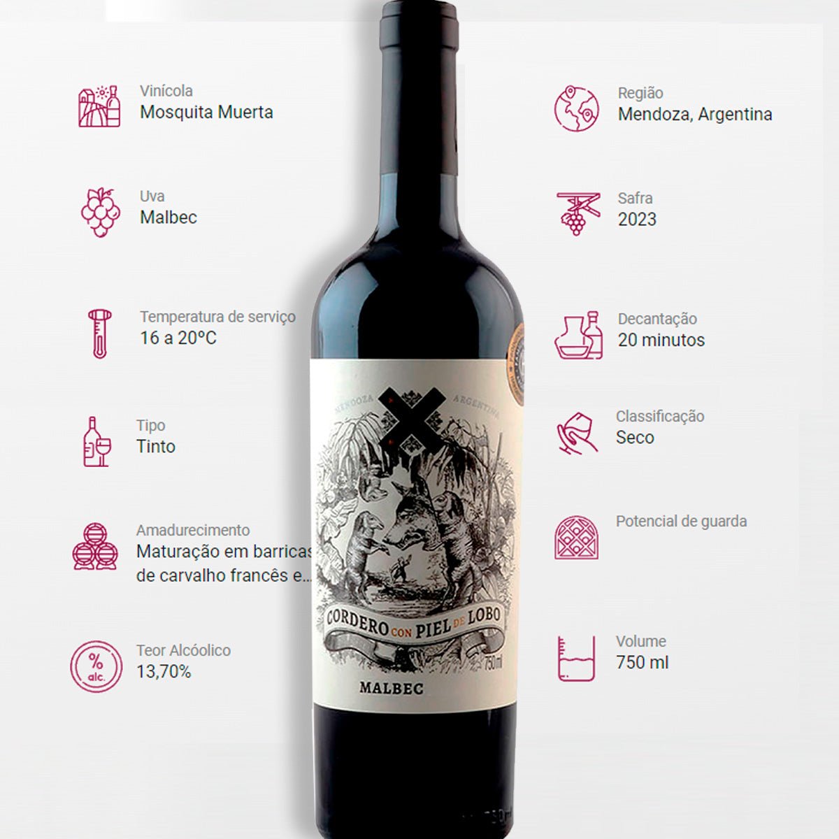 Kit 6 Cordero Malbec e Pérez Cruz Gran Reserva Cabernet Sauv